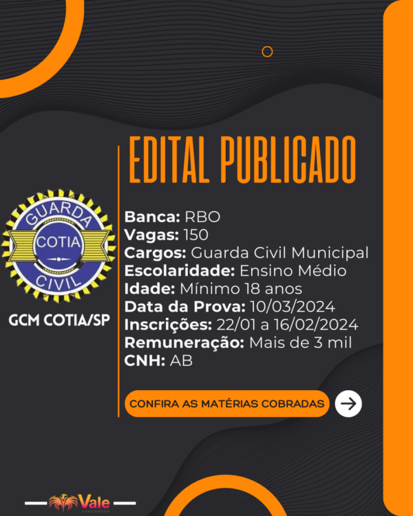 Guarda Municipal De Cotia Sp Vale Concursos