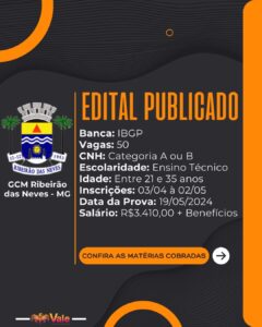 Edital Publicado Gcm Ribeir O Das Neves Mg Vale Concursos