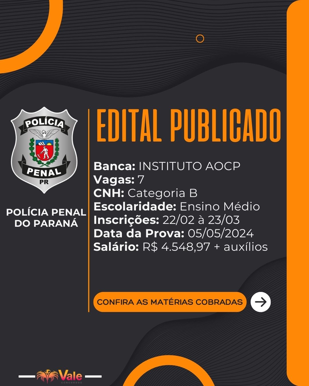 EDITAL PUBLICADO: POLÍCIA PENAL DO PARANÁ - PR