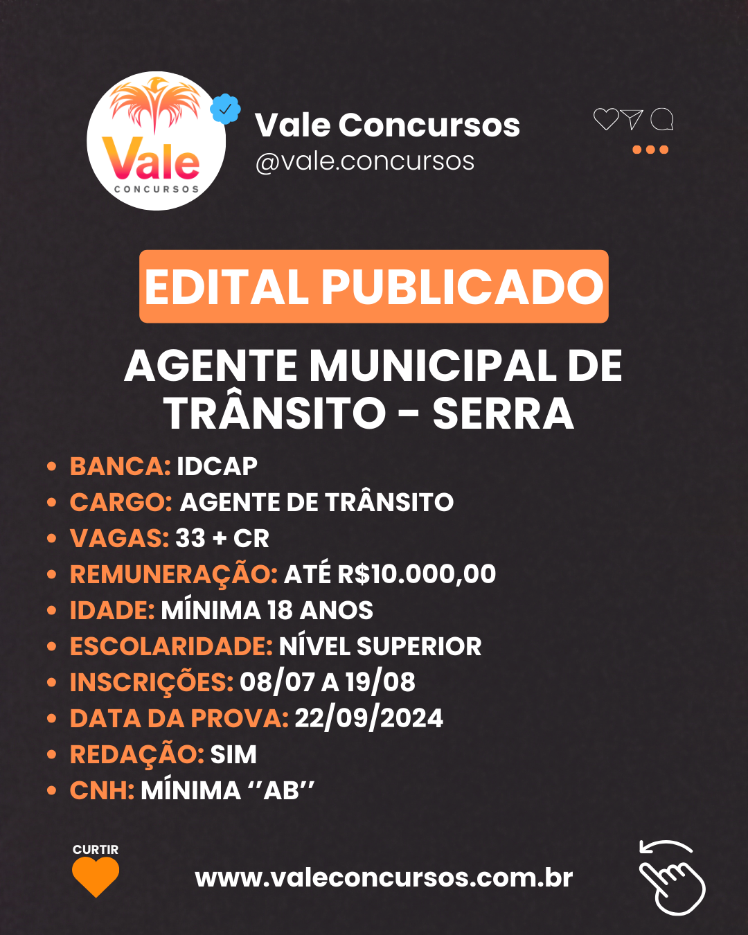 CONCURSO AGENTE MUNICIPAL DE TRÂNSITO: EDITAL PUBLICADO