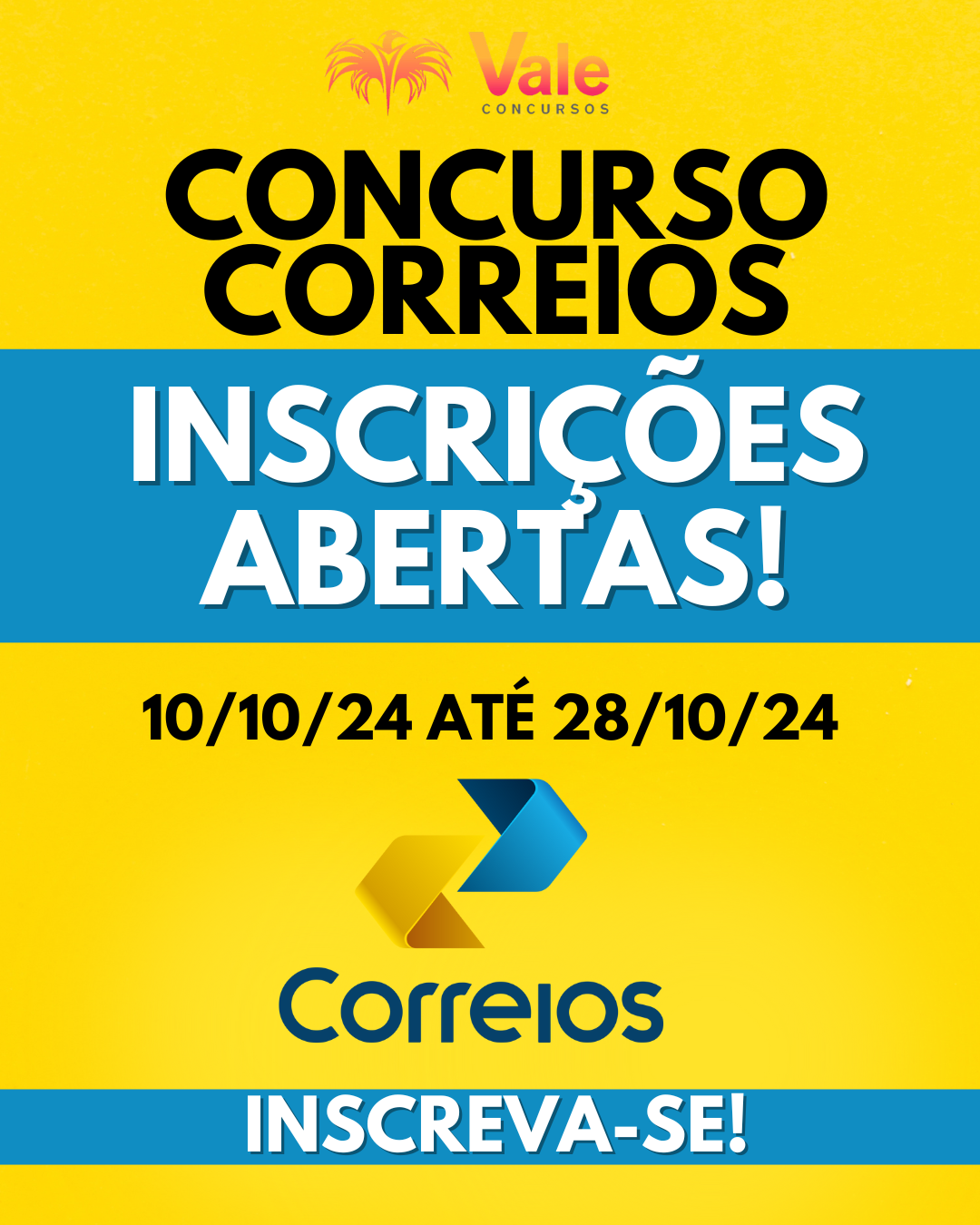 CONCURSO CORREIOS: INSCRIÇÕES ABERTAS