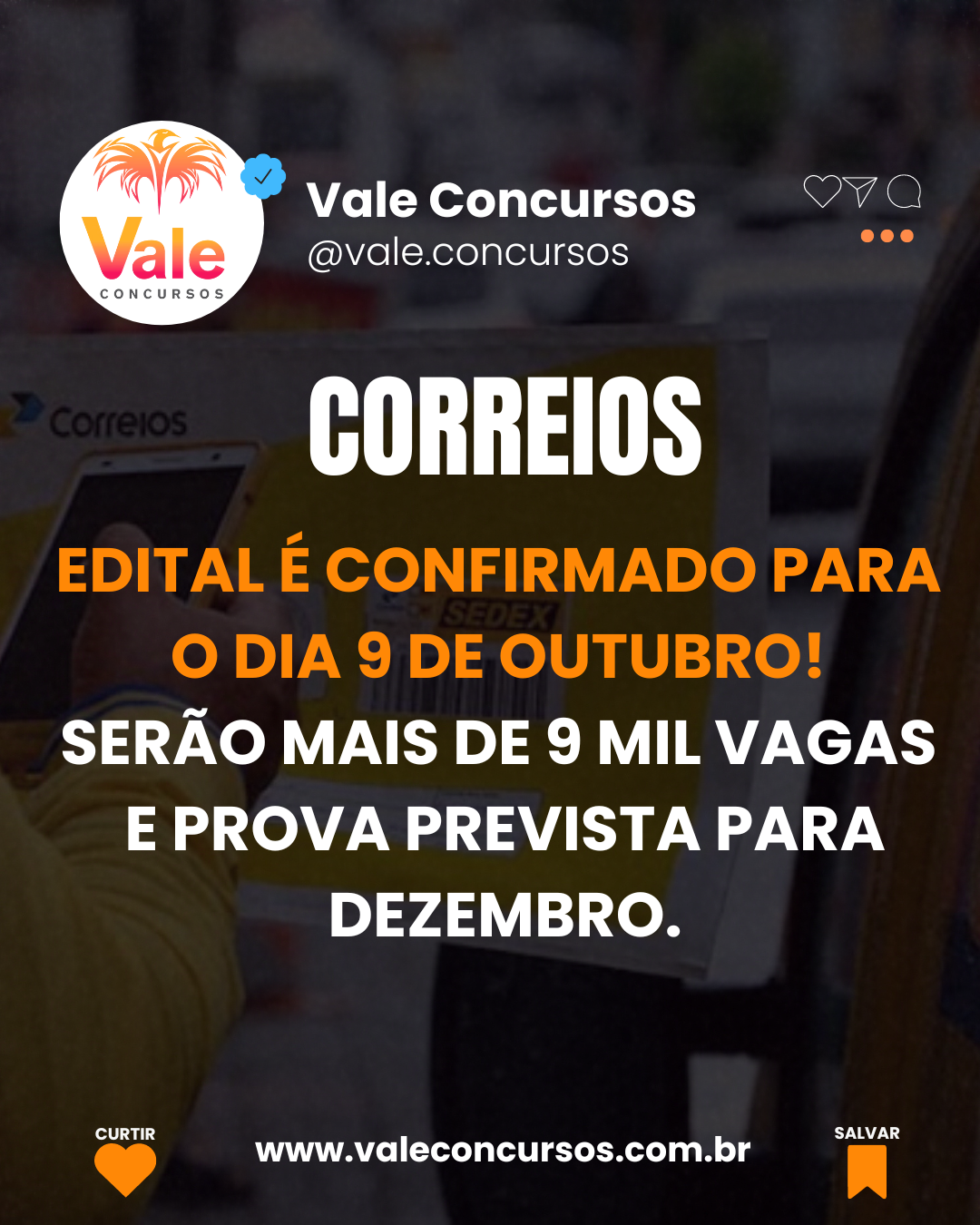 CONCURSO CORREIOS: EDITAL DIA 9, E PROVAS EM DEZEMBRO