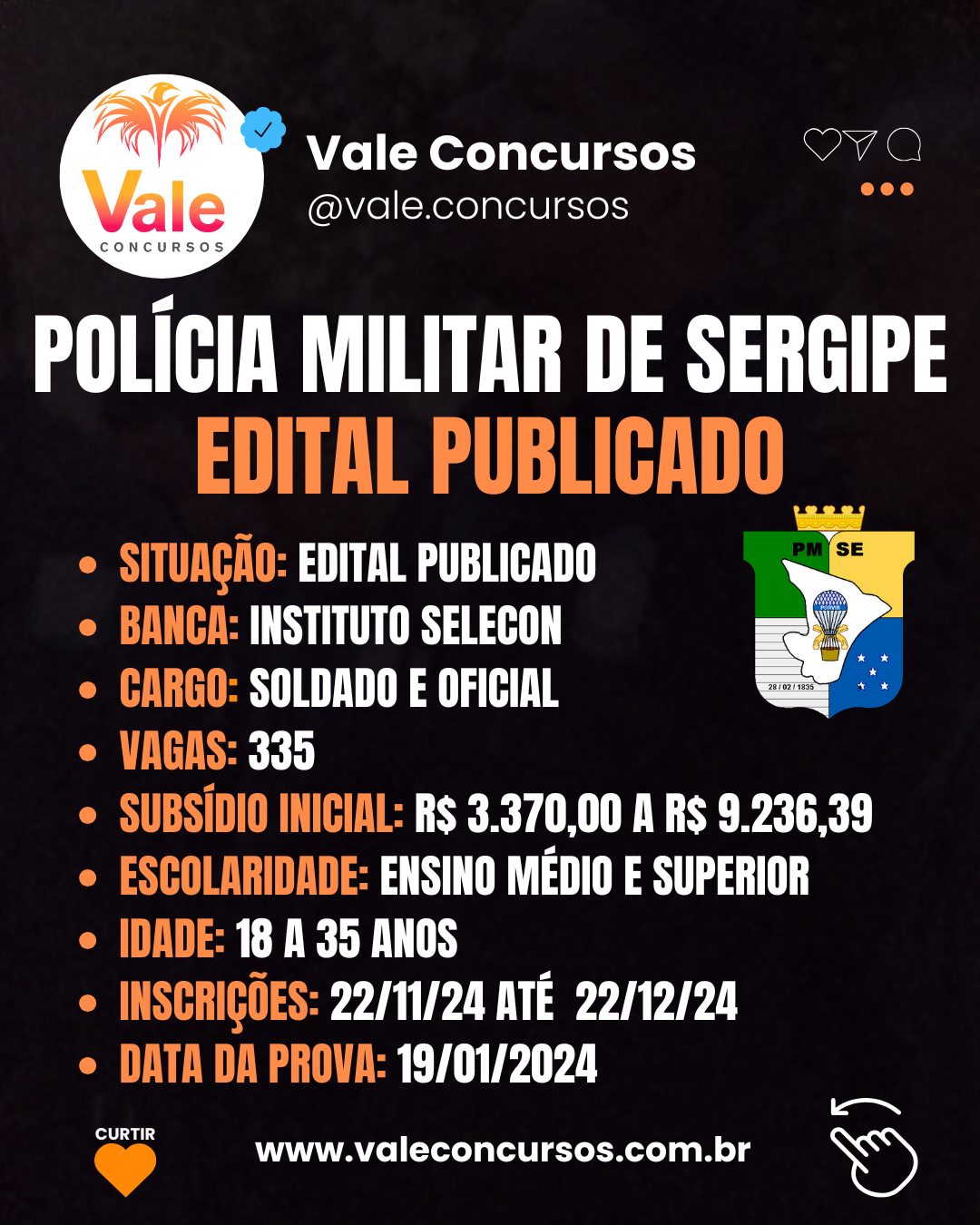 EDITAL PUBLICADO POLÍCIA MILITAR DE SERGIPE...