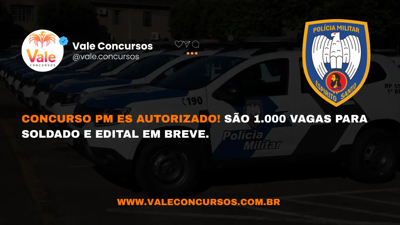 Concurso PM ES: 1.000 vagas autorizadas para Soldado!