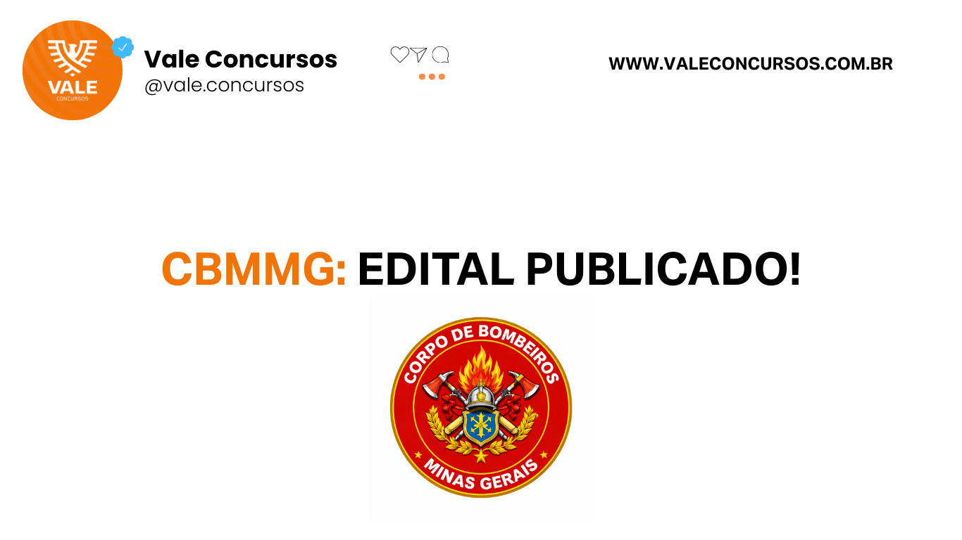Concurso Bombeiros MG 2026: edital publicado com 342 vagas