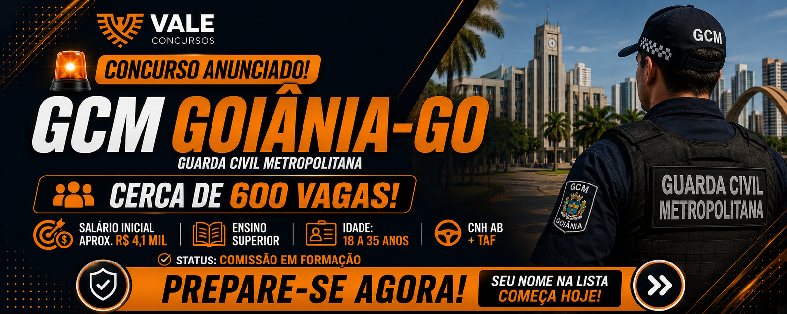GCM GOIÂNIA AVANÇA! - Novo concurso prevê 600 vagas