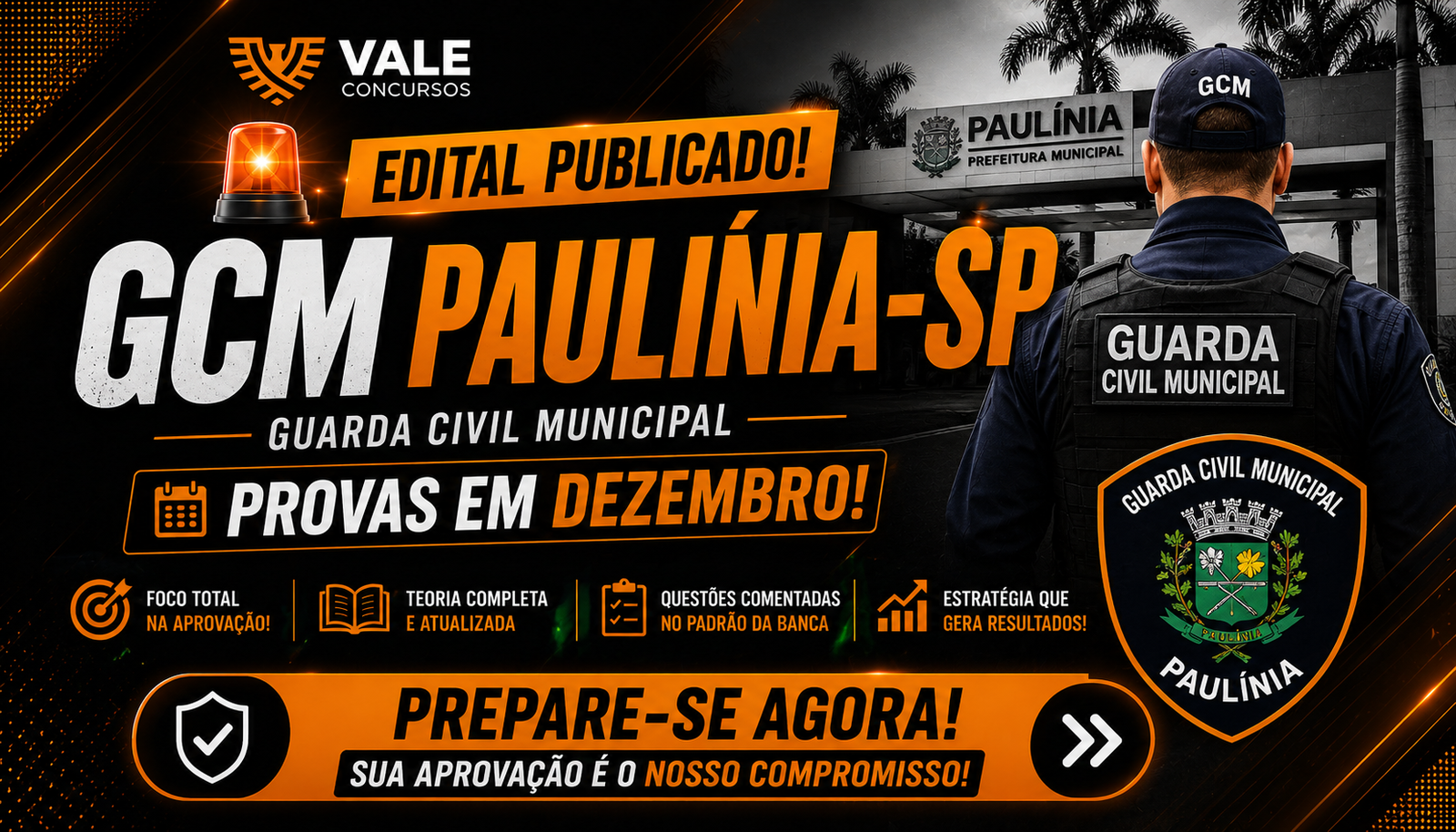 GCM PAULÍNIA EDITAL PUBLICADO 2026