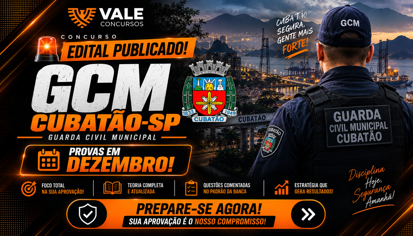 GCM CUBATÃO: EDITAL PUBLICADO