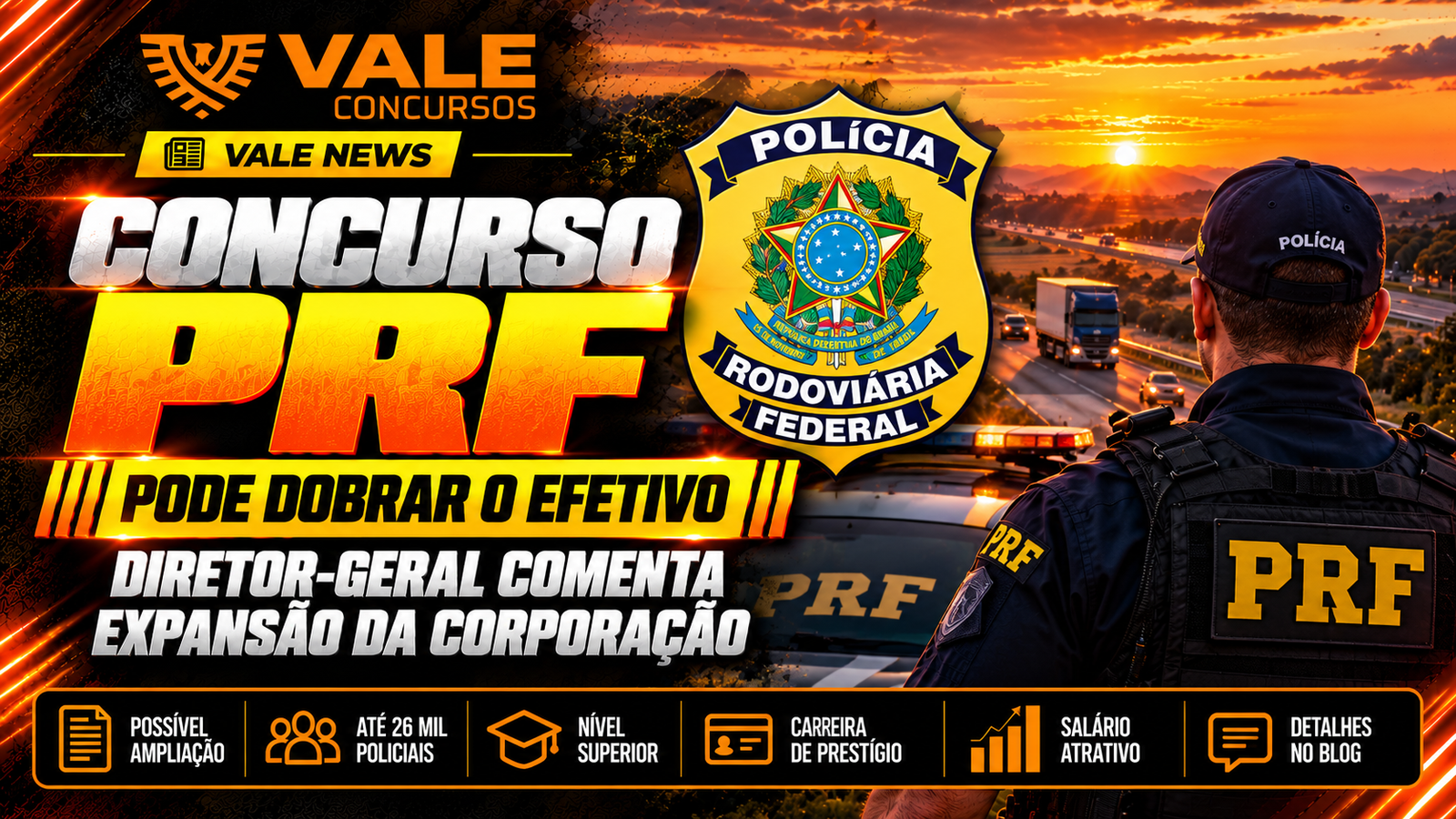Concurso PRF: diretor fala em dobrar efetivo para 26 mil policiais