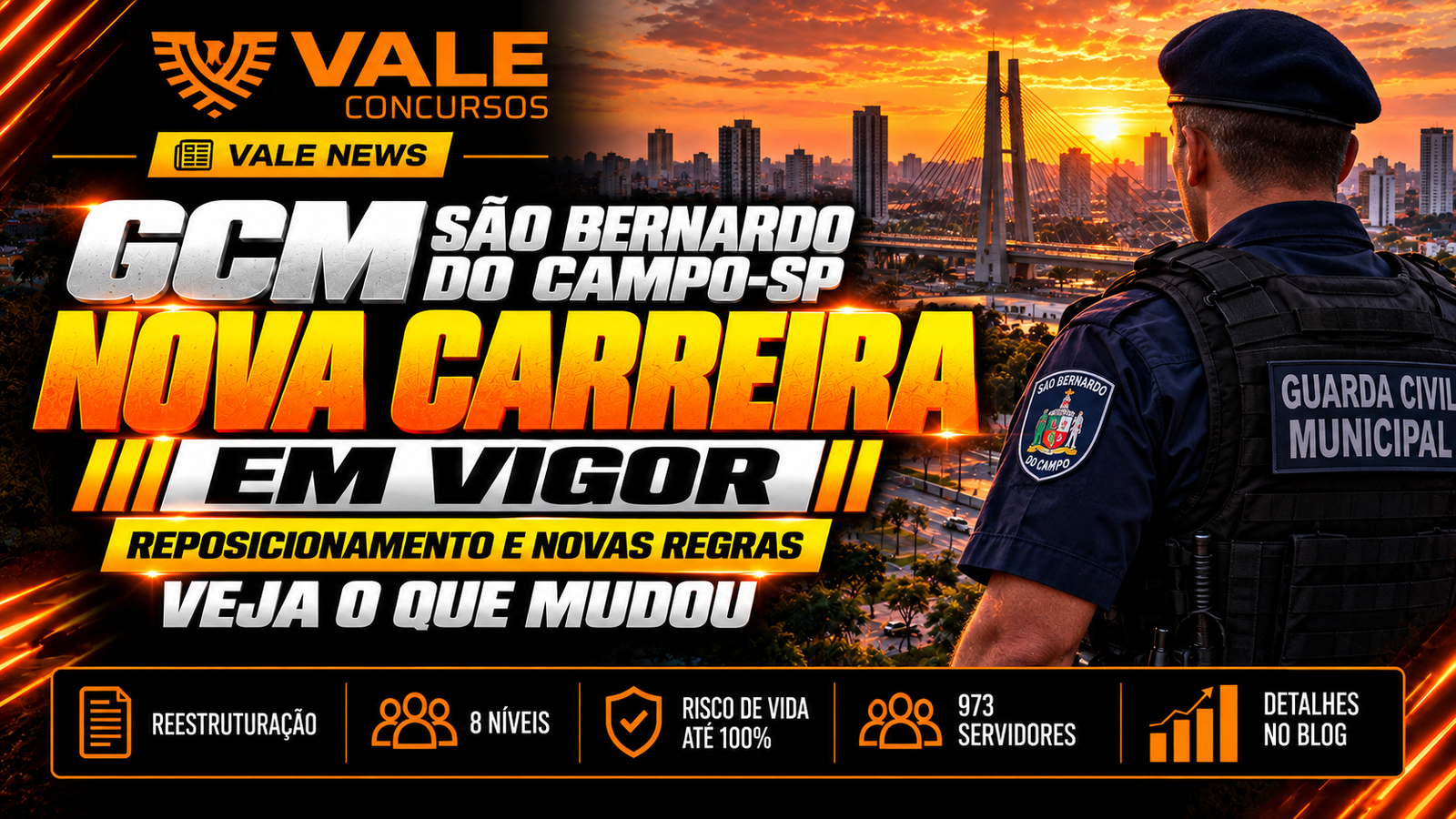 GCM São Bernardo do Campo: nova carreira entra em vigor e gratificação chegará a 100%